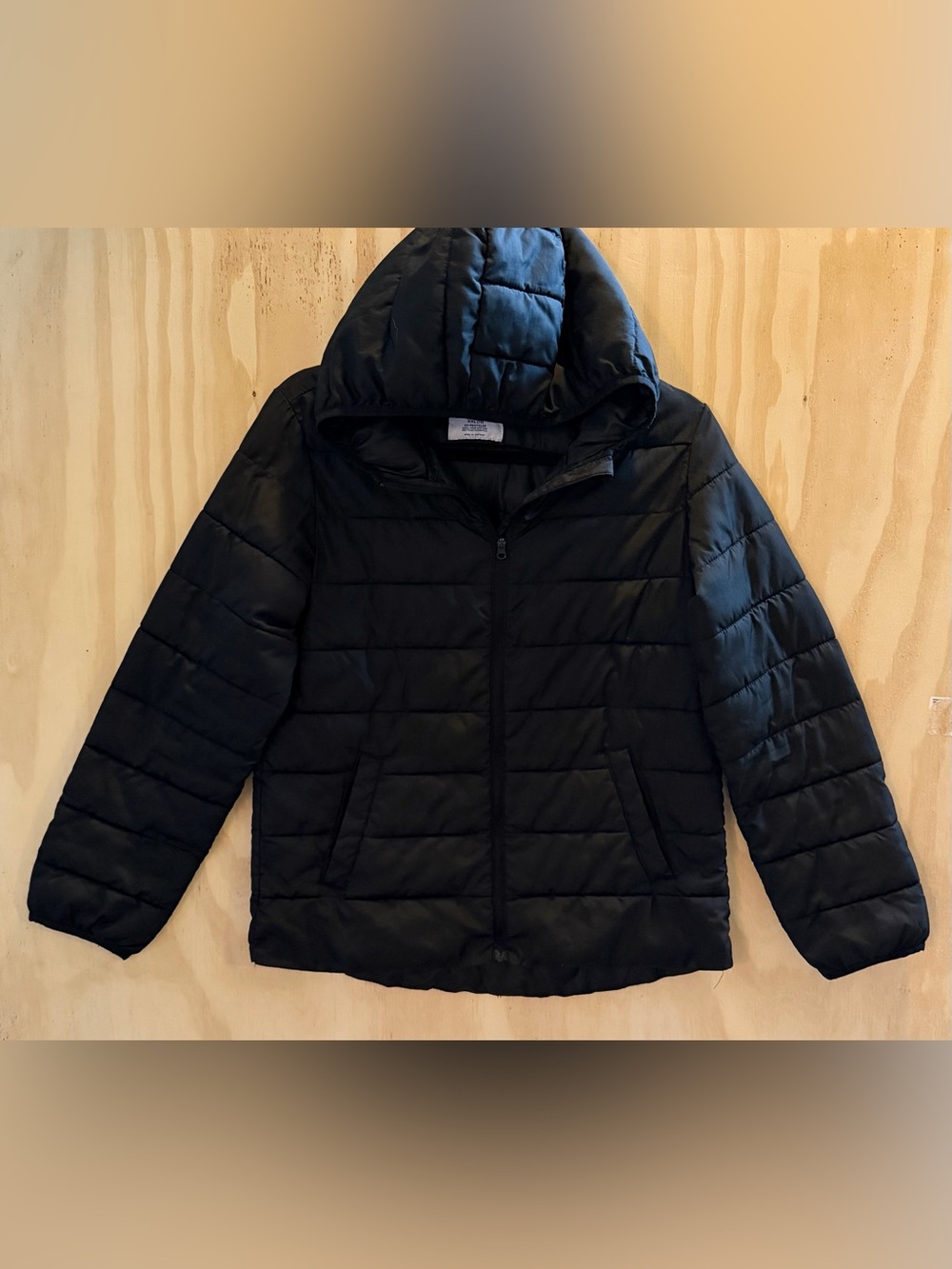 Old Navy Unisex Puffer Jacket Black Quilted Hooded EUC Size XXL(18)